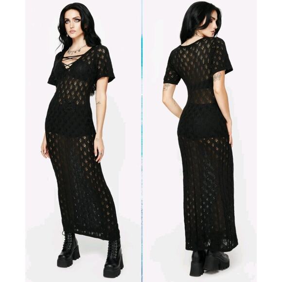 Disturbia Dresses & Skirts - NWT Disturbia Sleeveless Elnora Moth Knit Crochet Maxi Dress Size 14/XL
